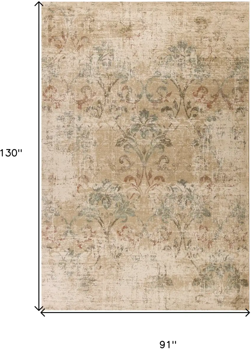8'X11' Champagne Beige Machine Woven Damask Indoor Area Rug Photo 6