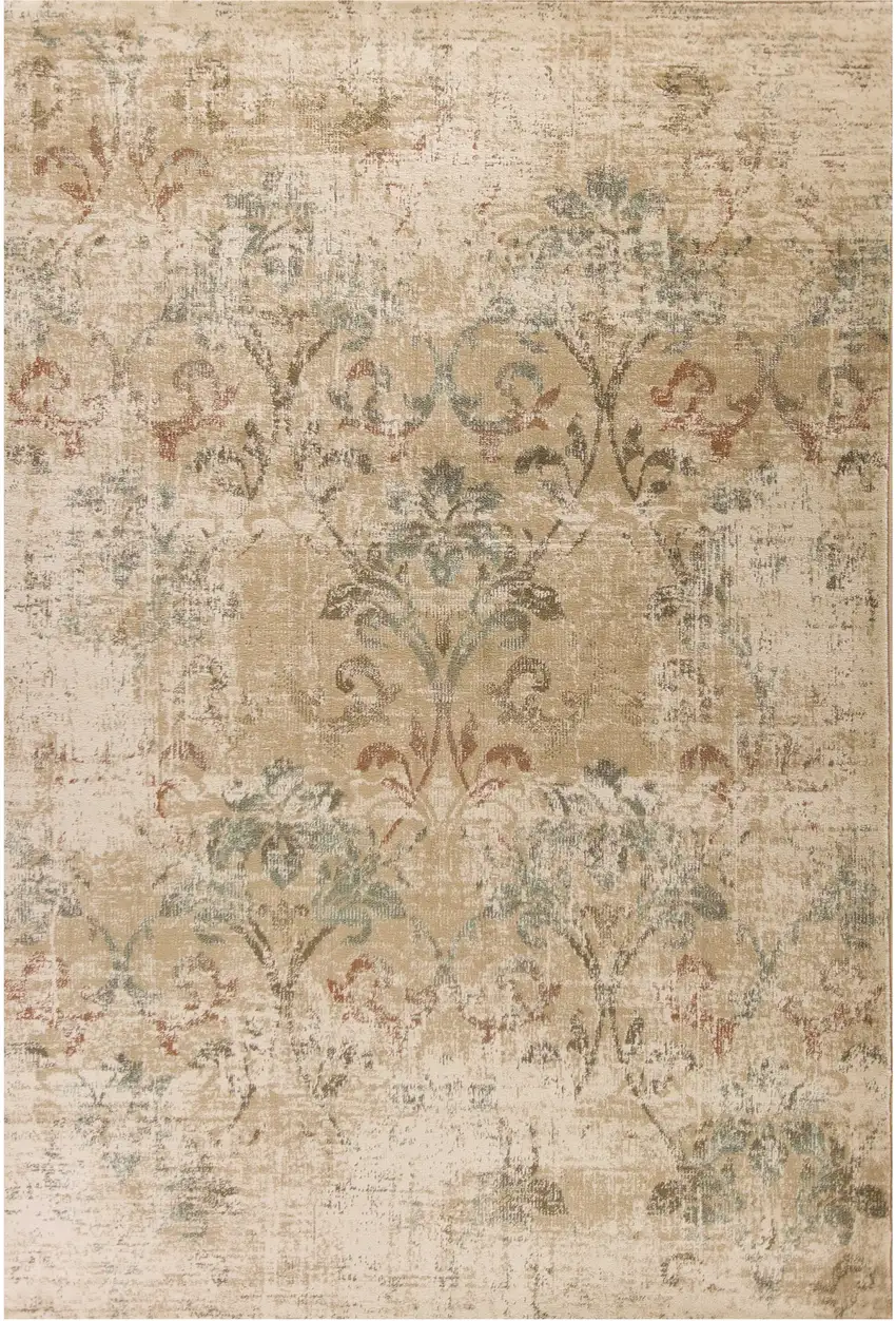 8'X11' Champagne Beige Machine Woven Damask Indoor Area Rug Photo 1