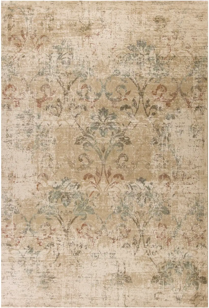8'X11' Champagne Beige Machine Woven Damask Indoor Area Rug Photo 1