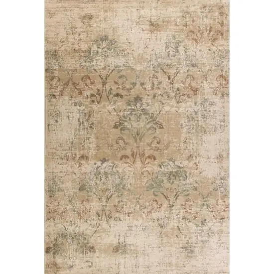 Champagne And Beige Damask Area Rug Photo 2