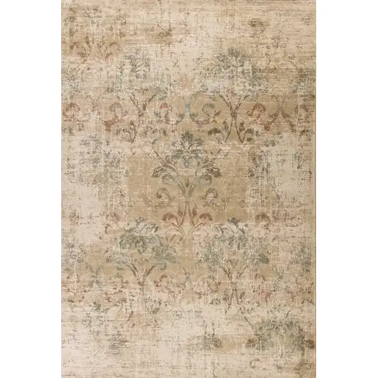 Champagne And Beige Damask Area Rug Photo 8