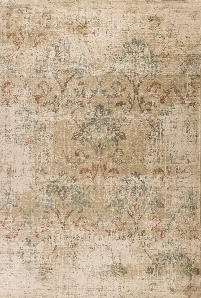 Champagne And Beige Damask Area Rug Photo 8