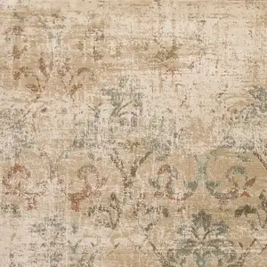 Photo of Champagne Beige Machine Woven Damask Indoor Area Rug