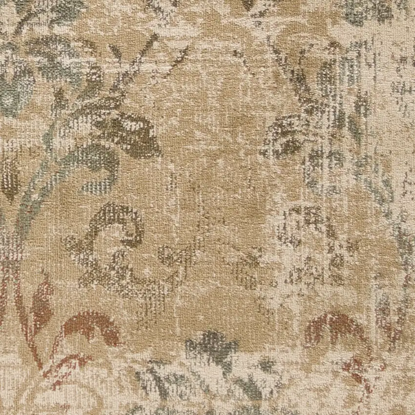 Champagne Beige Machine Woven Damask Indoor Area Rug Photo 2