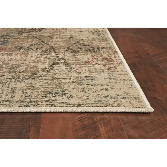 Champagne And Beige Damask Area Rug Photo 4