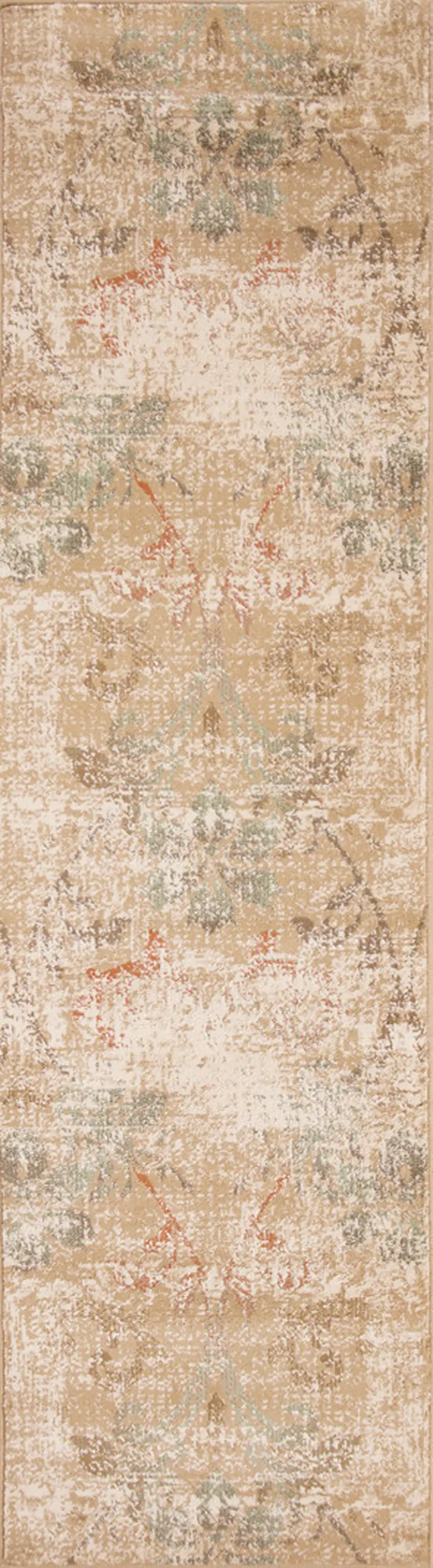 7' Champagne Beige Machine Woven Damask Indoor Runner Rug Photo 5