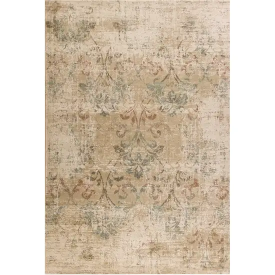 Champagne And Beige Damask Area Rug Photo 2