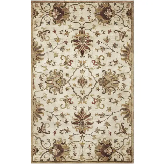 Champagne Wool Floral Hand Tufted Area Rug Photo 2