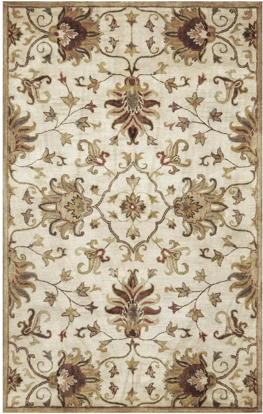 Champagne Wool Floral Hand Tufted Area Rug Photo 2
