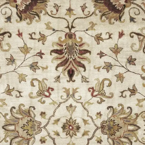 Champagne Wool Floral Hand Tufted Area Rug Photo 4