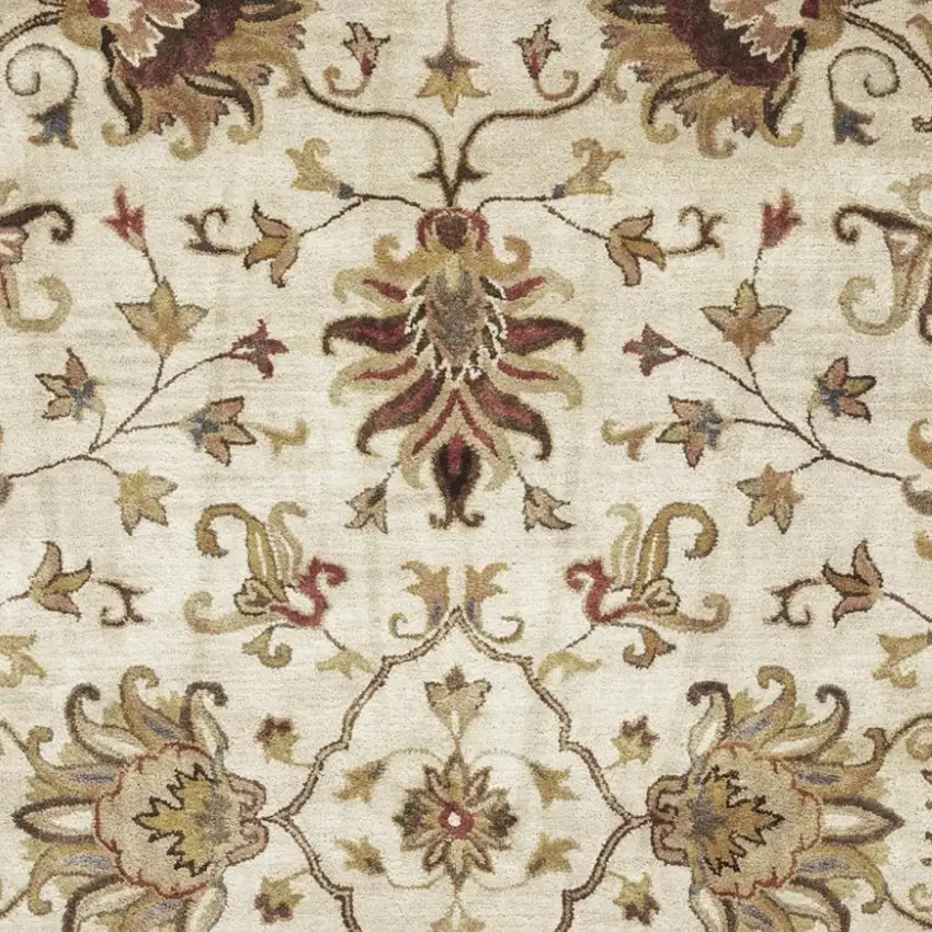 Champagne Wool Floral Hand Tufted Area Rug Photo 4