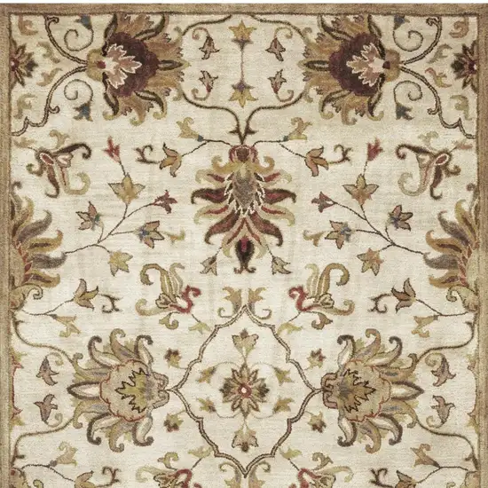 Champagne Wool Floral Hand Tufted Area Rug Photo 5