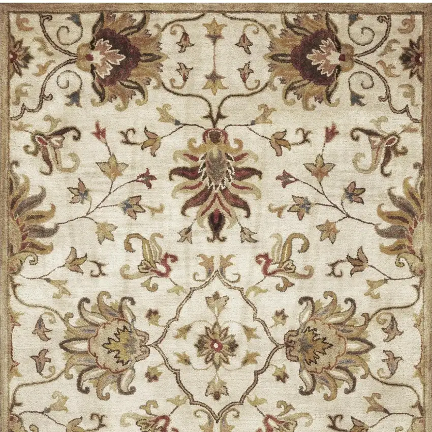 Champagne Wool Floral Hand Tufted Area Rug Photo 5