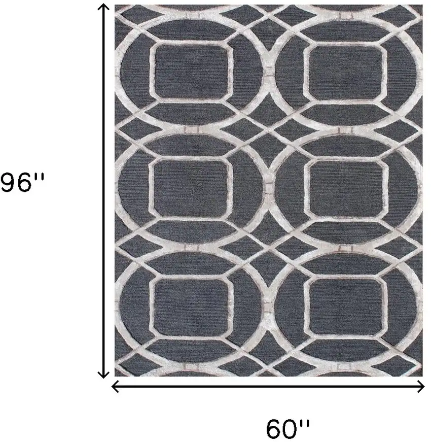 Charcoal Abstract Geometric Hand Tufted Non Skid Area Rug Photo 8