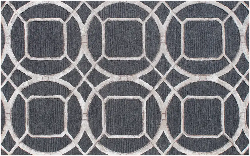 Charcoal Abstract Geometric Hand Tufted Non Skid Area Rug Photo 6