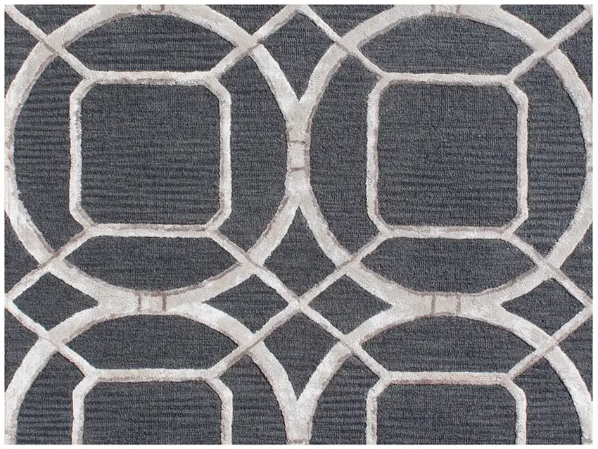 Charcoal Abstract Geometric Hand Tufted Non Skid Area Rug Photo 7