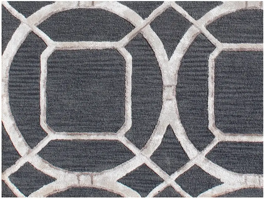 Charcoal Abstract Geometric Hand Tufted Non Skid Area Rug Photo 5