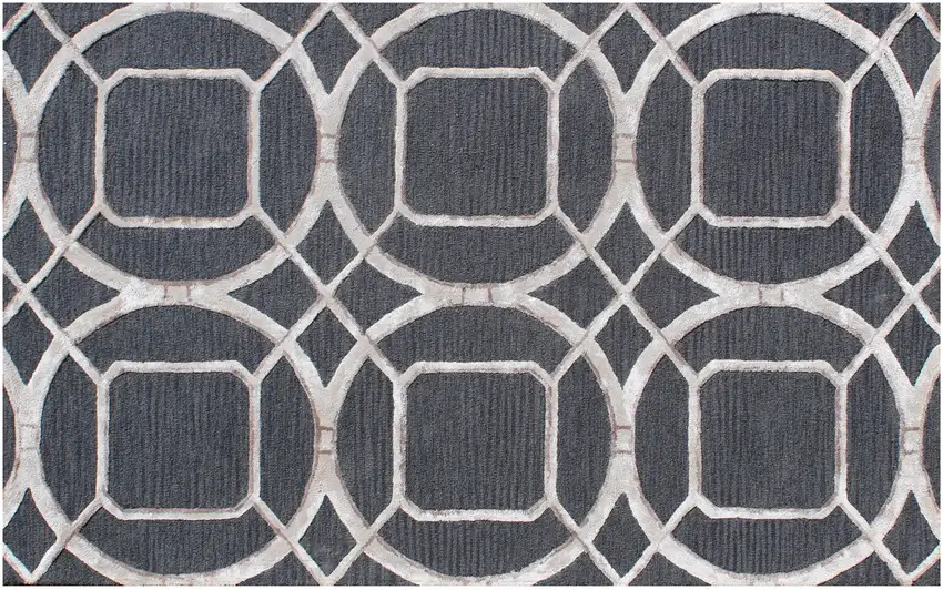 Charcoal Abstract Geometric Hand Tufted Non Skid Area Rug Photo 4