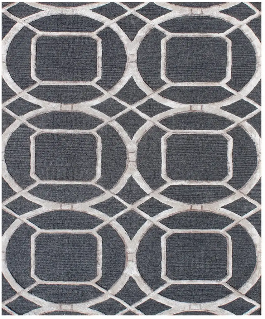 Charcoal Abstract Geometric Hand Tufted Non Skid Area Rug Photo 2