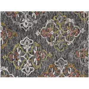 Photo of Charcoal Abstract Geometric Hand Tufted Non Skid Area Rug