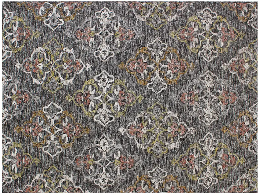 Charcoal Abstract Geometric Hand Tufted Non Skid Area Rug Photo 3