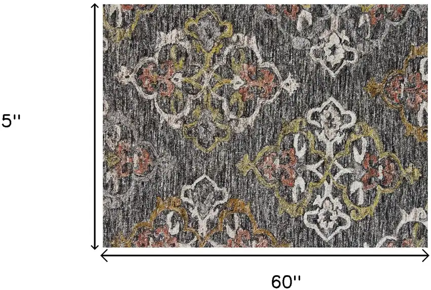 Charcoal Abstract Geometric Hand Tufted Non Skid Area Rug Photo 3