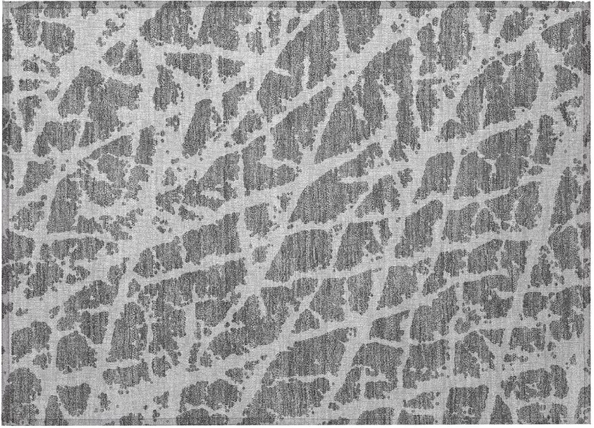 Charcoal Abstract Washable Non Skid Indoor Outdoor Area Rug Photo 4