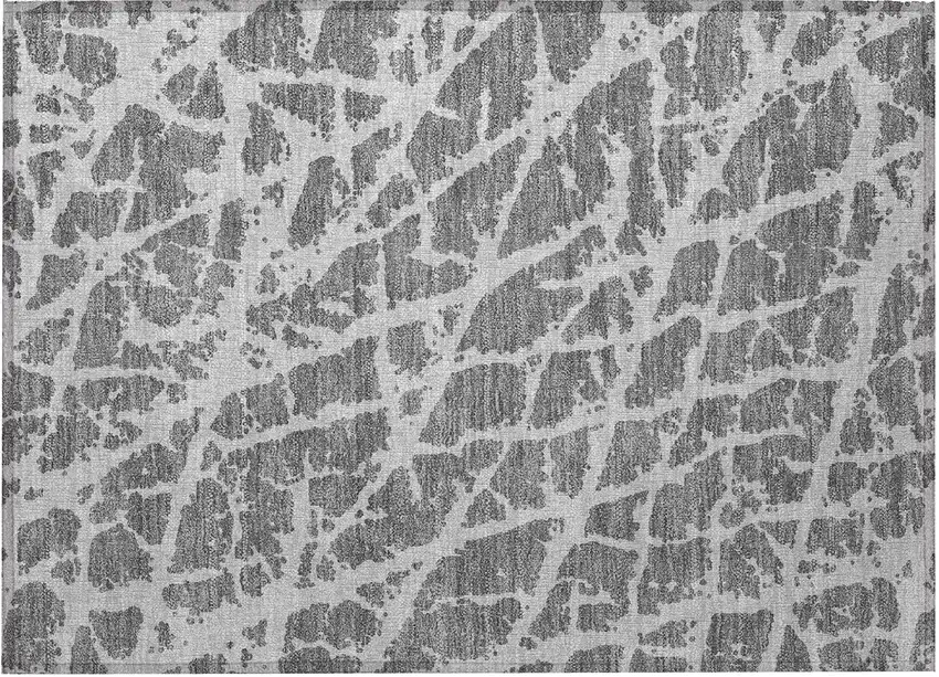 Charcoal Abstract Washable Non Skid Indoor Outdoor Area Rug Photo 4
