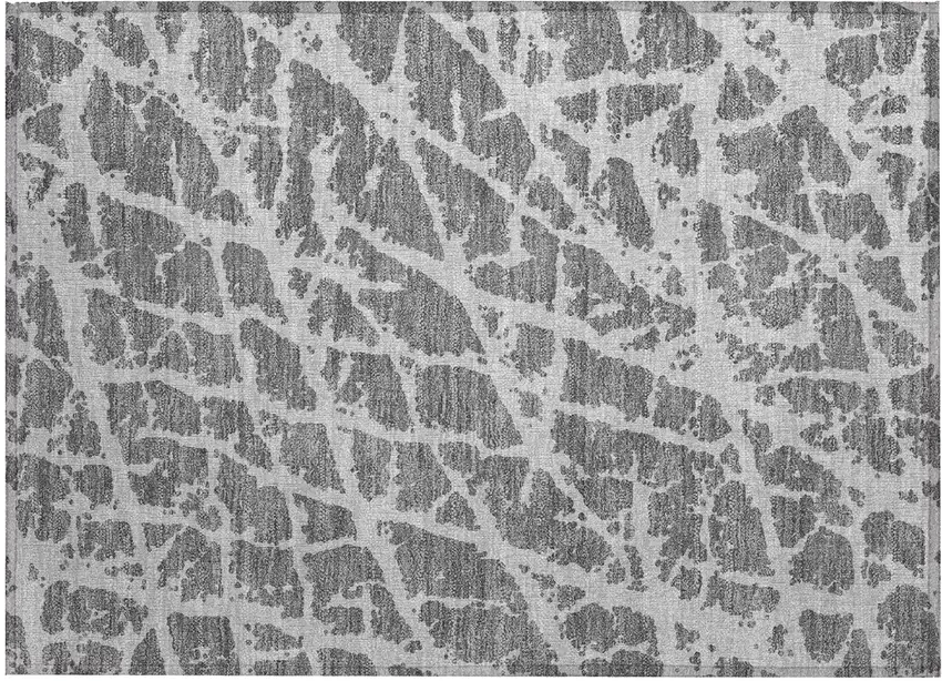 Charcoal Abstract Washable Non Skid Indoor Outdoor Area Rug Photo 2