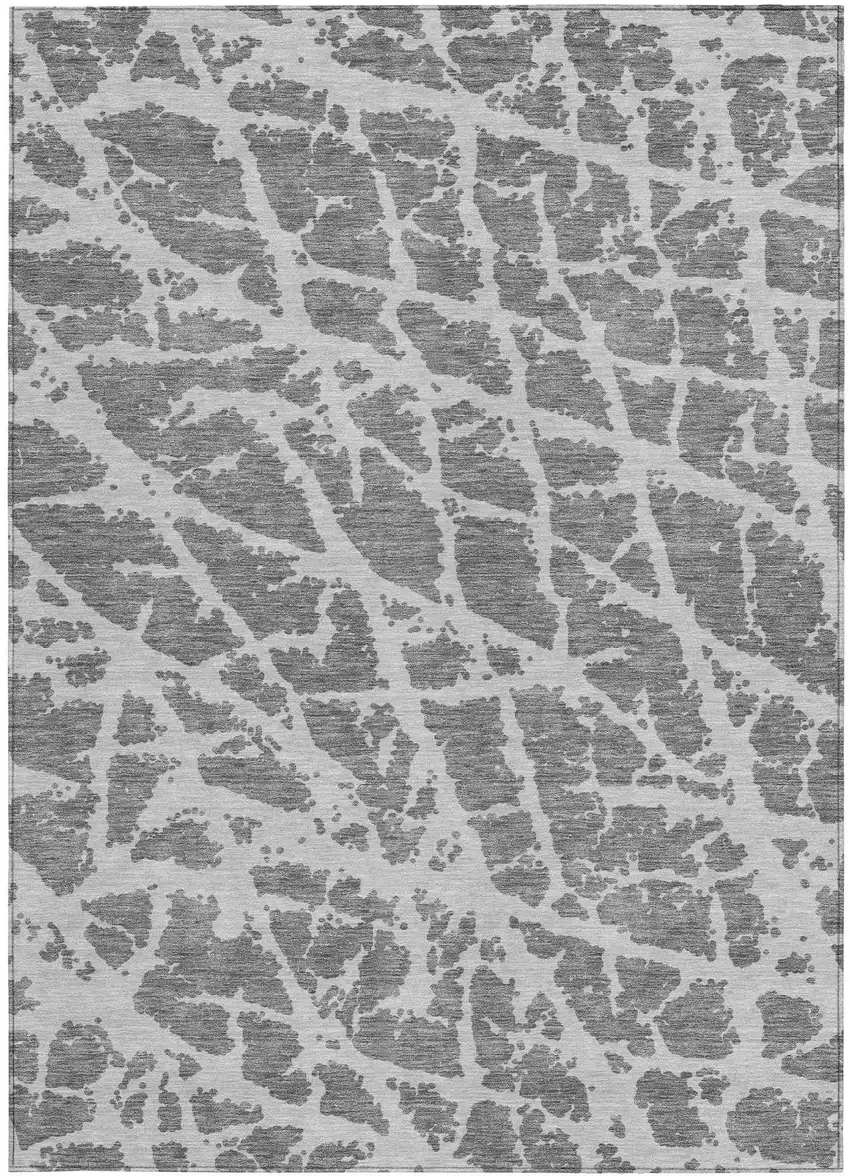 Charcoal Abstract Washable Non Skid Indoor Outdoor Area Rug Photo 5