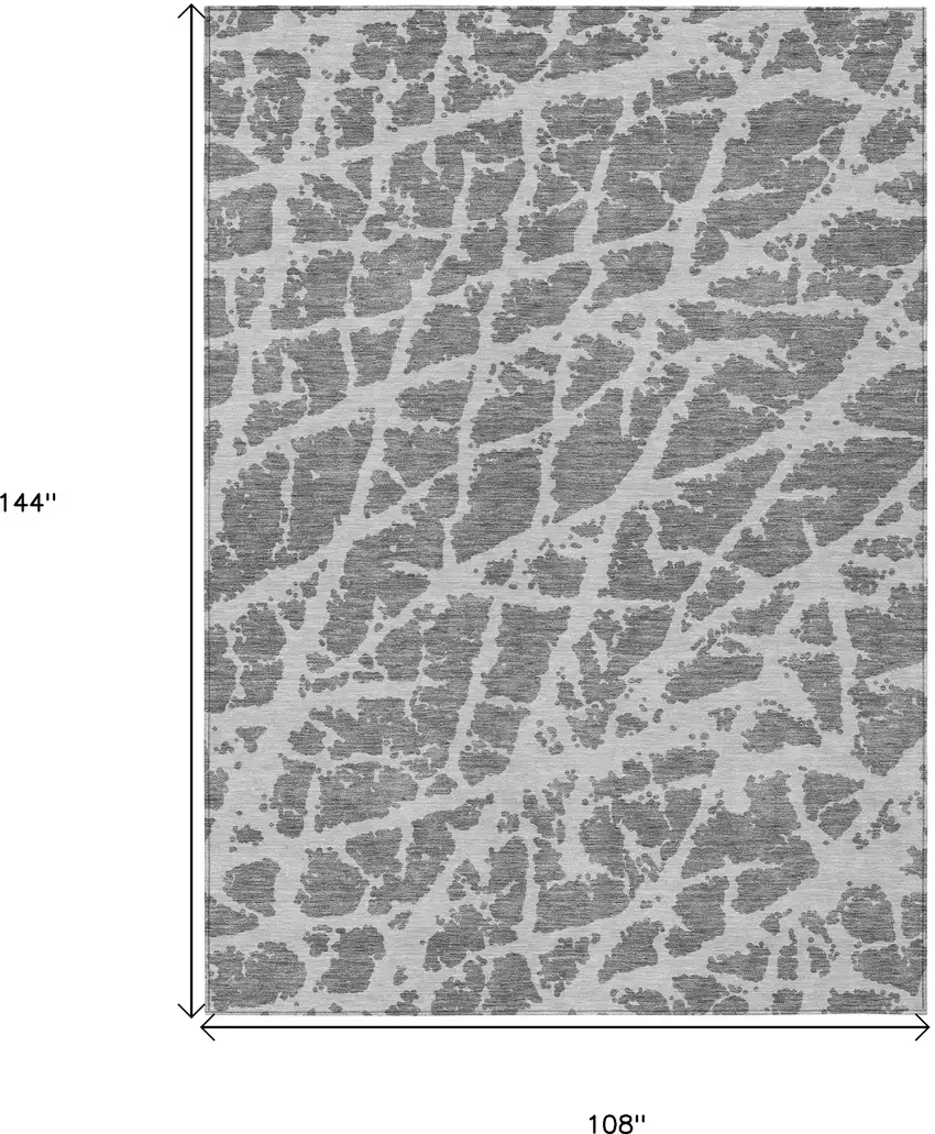 Charcoal Abstract Washable Non Skid Indoor Outdoor Area Rug Photo 3