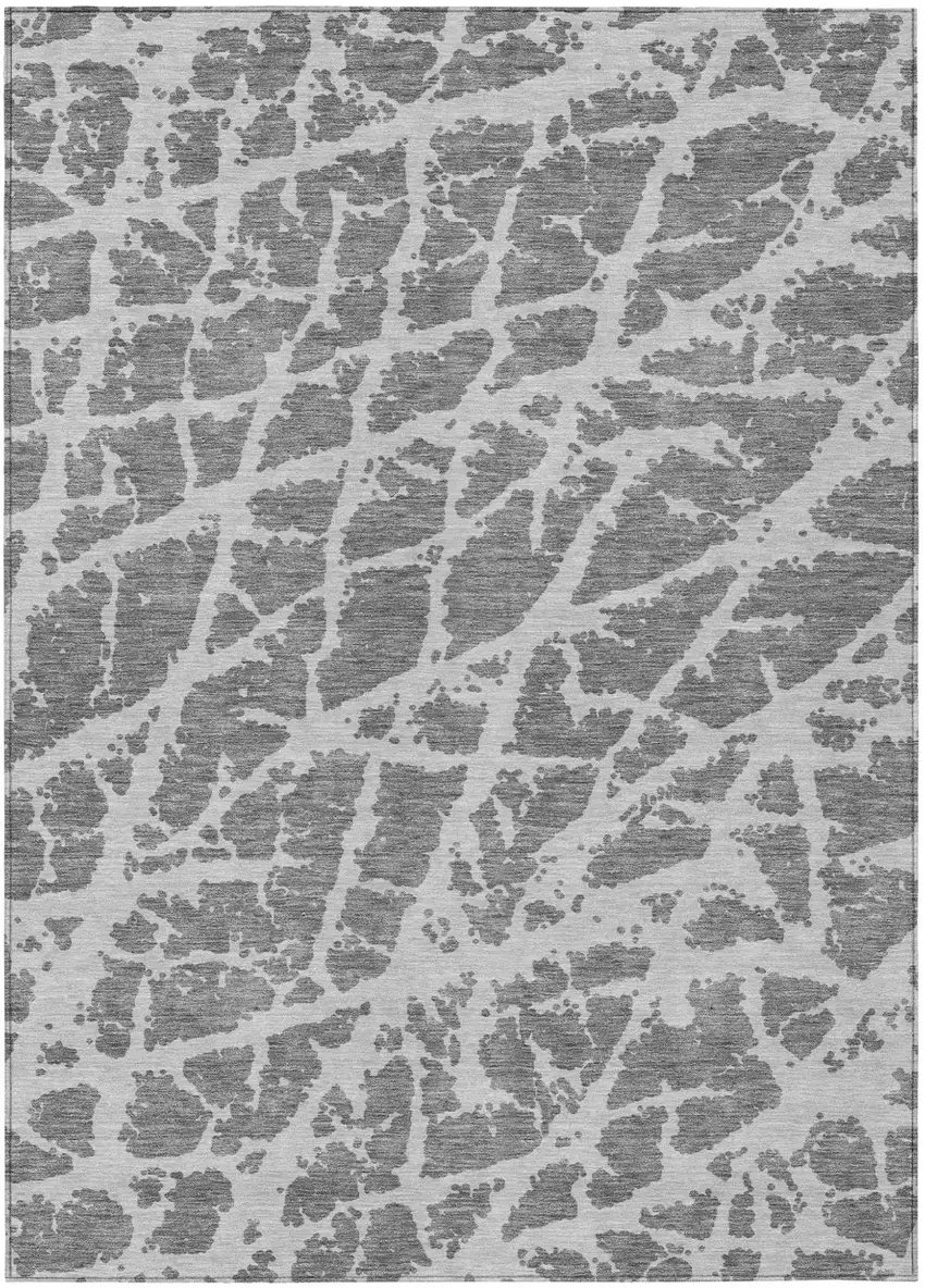 Charcoal Abstract Washable Non Skid Indoor Outdoor Area Rug Photo 2