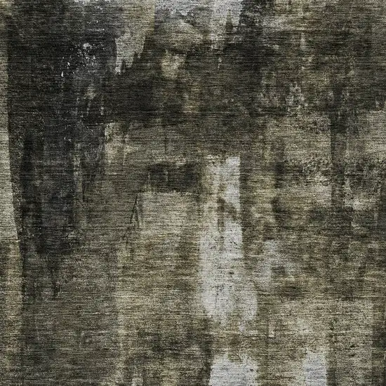 Charcoal And Black Abstract Washable Indoor Outdoor Area Rug Photo 5