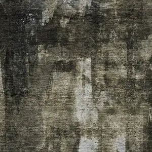 Photo of Charcoal And Black Abstract Washable Indoor Outdoor Area Rug