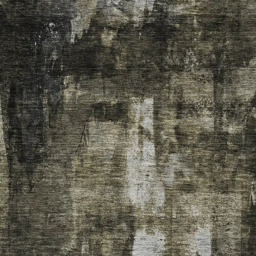 Charcoal And Black Abstract Washable Indoor Outdoor Area Rug Photo 5