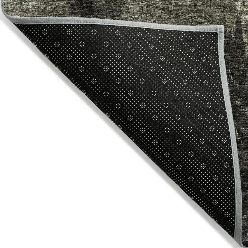 Charcoal And Black Abstract Washable Indoor Outdoor Area Rug Photo 3