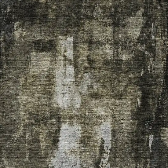 Charcoal And Black Abstract Washable Indoor Outdoor Area Rug Photo 5