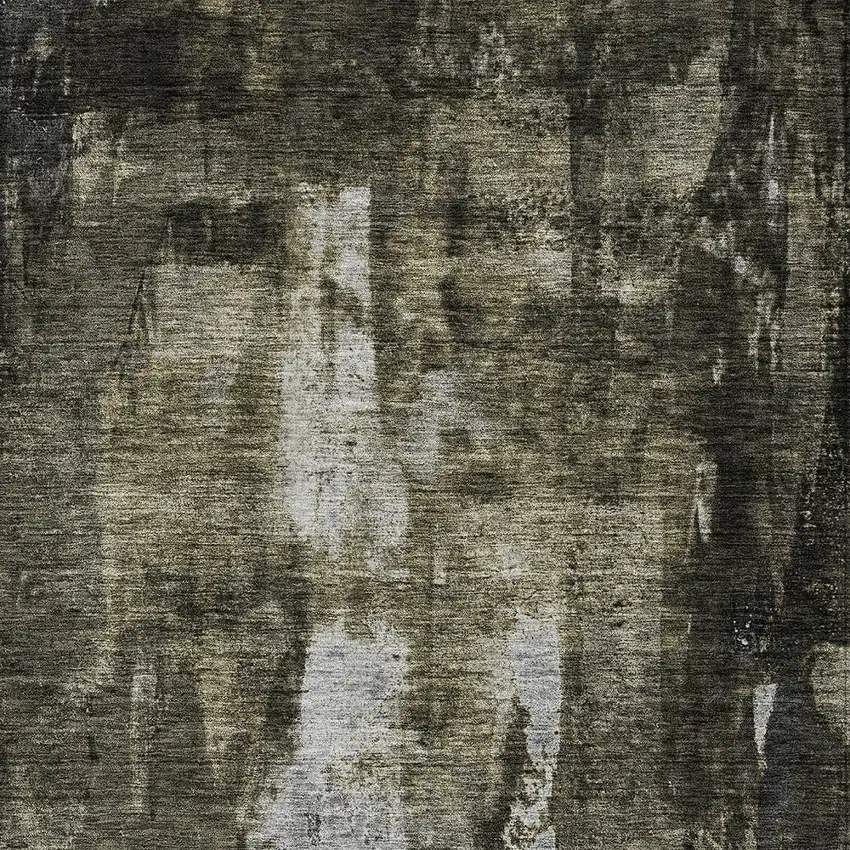 Charcoal And Black Abstract Washable Indoor Outdoor Area Rug Photo 5
