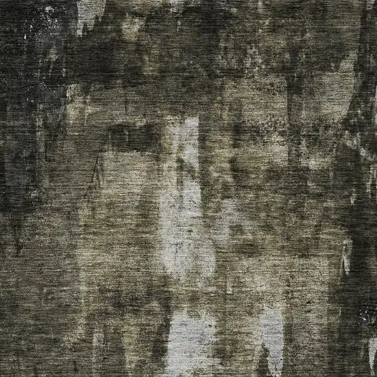 Charcoal And Black Abstract Washable Indoor Outdoor Area Rug Photo 5