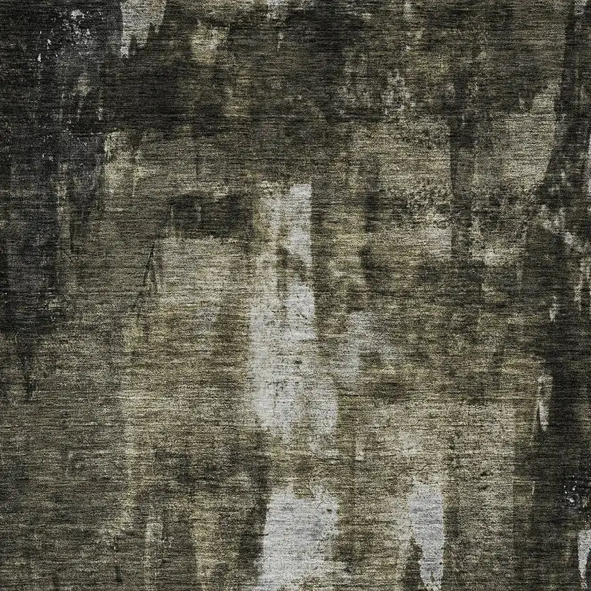 Charcoal And Black Abstract Washable Indoor Outdoor Area Rug Photo 5