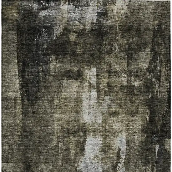 Charcoal And Black Abstract Washable Indoor Outdoor Area Rug Photo 6