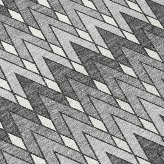 Charcoal And Black Geometric Washable Indoor Outdoor Area Rug Photo 6