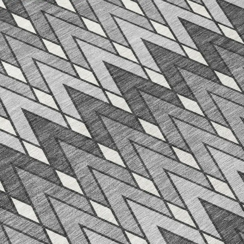 Charcoal And Black Geometric Washable Indoor Outdoor Area Rug Photo 6