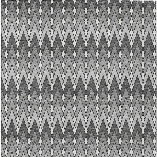 Charcoal And Black Geometric Washable Indoor Outdoor Area Rug Photo 4