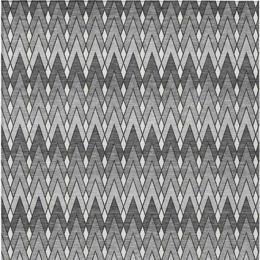Charcoal And Black Geometric Washable Indoor Outdoor Area Rug Photo 4