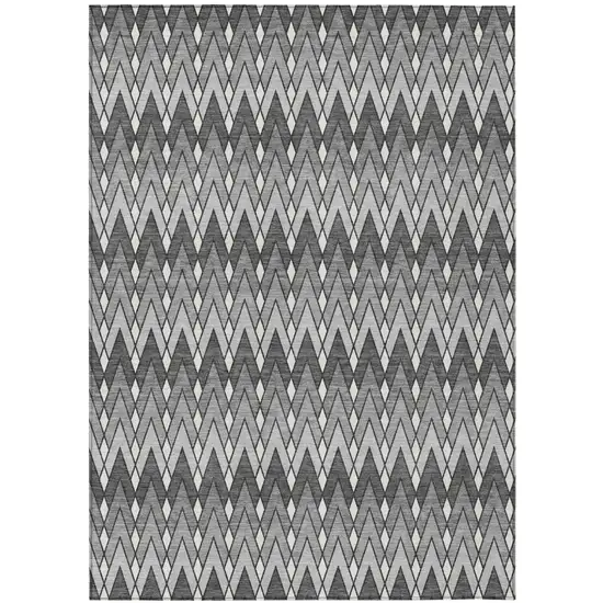 Charcoal And Black Geometric Washable Indoor Outdoor Area Rug Photo 2