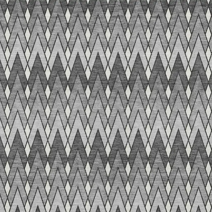 Charcoal And Black Geometric Washable Indoor Outdoor Area Rug Photo 3