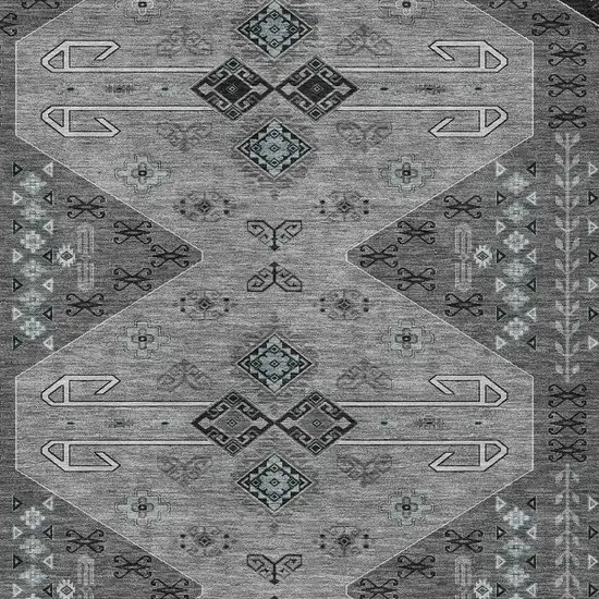 Charcoal And Black Geometric Washable Indoor Outdoor Area Rug Photo 3