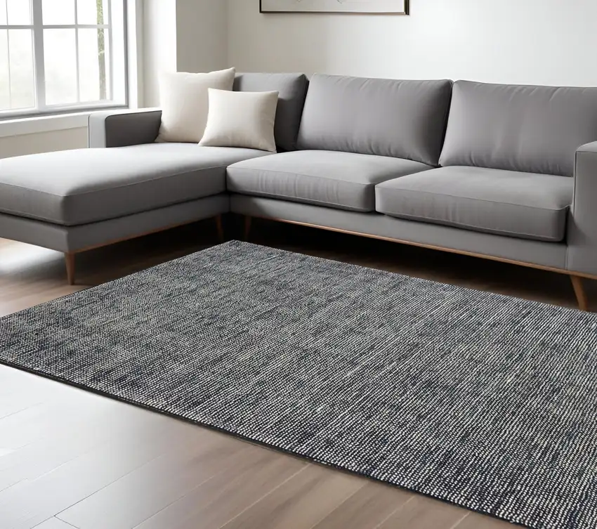 Charcoal And Black Hand Tufted Area Rug Photo 1