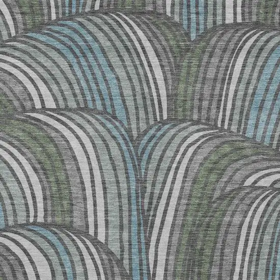 Charcoal And Blue Abstract Washable Indoor Outdoor Area Rug Photo 2